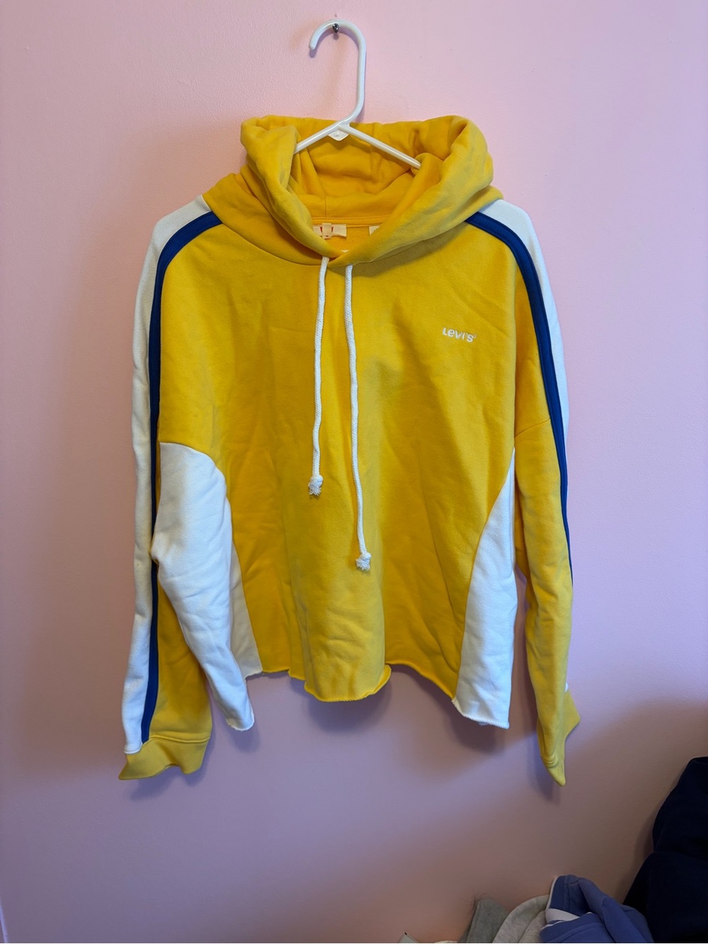 Levi's Bright Yellow Hoodie with White Drawstrings